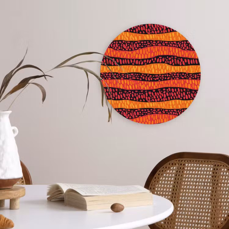 Muurcirkel glas - Oranje - Roze - Expressief - Patroon — 4