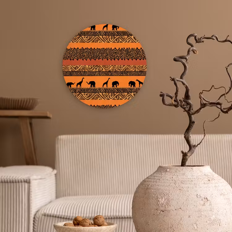 Muurcirkel glas - Oranje - Safari - Afrikaans - Dieren - Patroon — 2