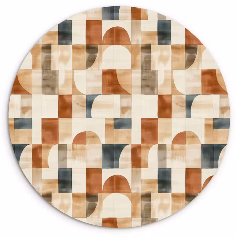 Muurcirkel glas - Terracotta - Geometrisch - Aquarel - Textuur — 1