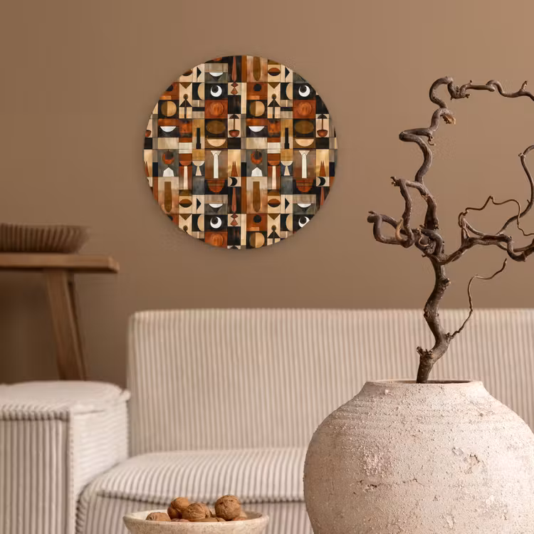 Muurcirkel glas - Terracotta - Geometrisch - Mid-Century - Patroon — 2