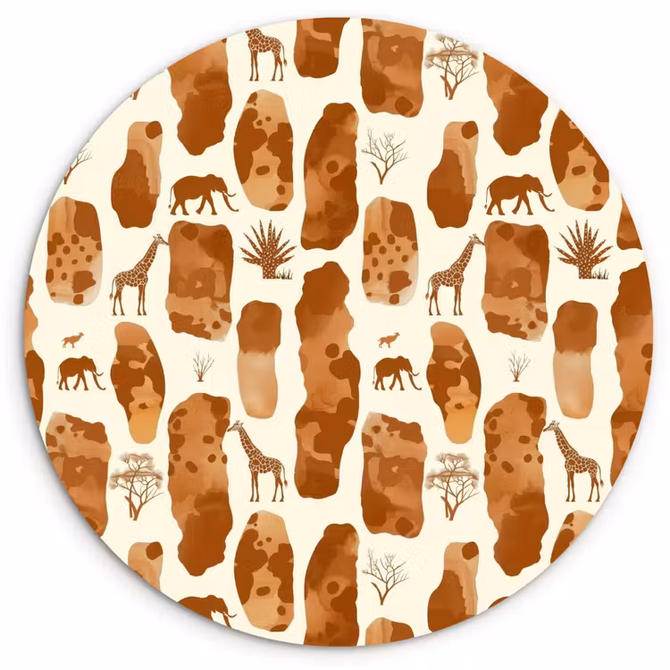 Muurcirkel glas - Terracotta - Safari - Dieren - Patroon — 1