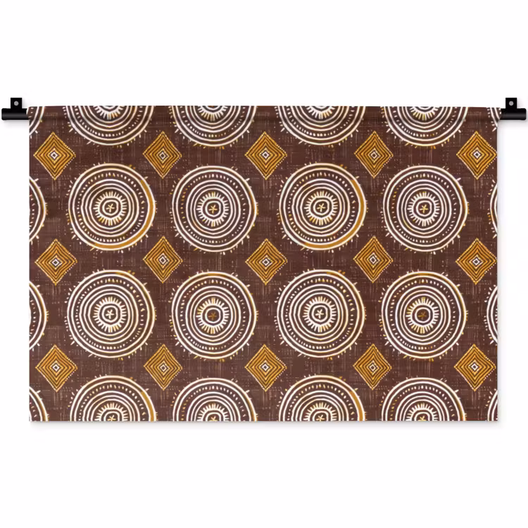 Wandkleed - Chocoladebruin - Etnisch - Tribaal - Cirkels - Patroon — 1