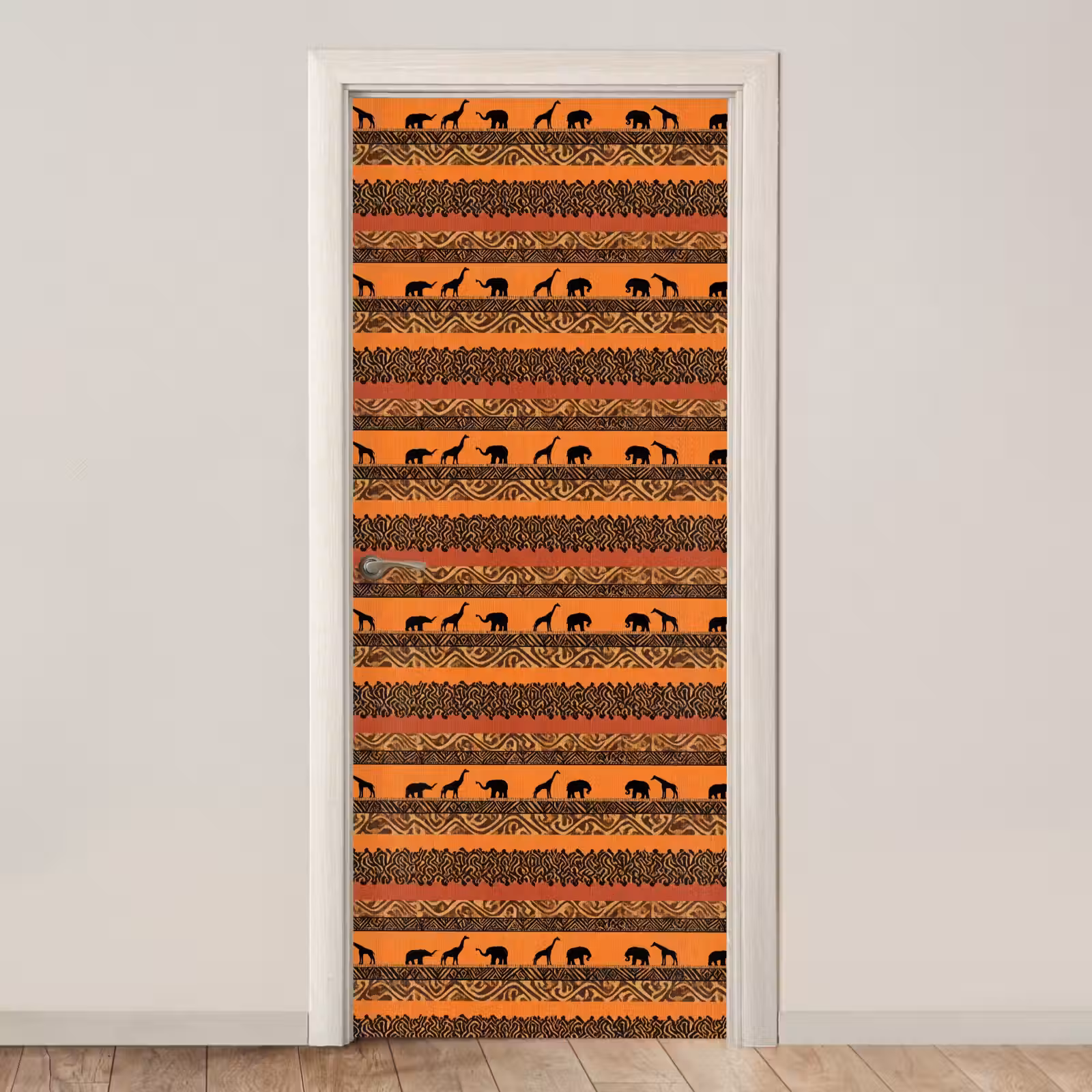 Deursticker - Oranje - Safari - Afrikaans - Dieren - Patroon — 1