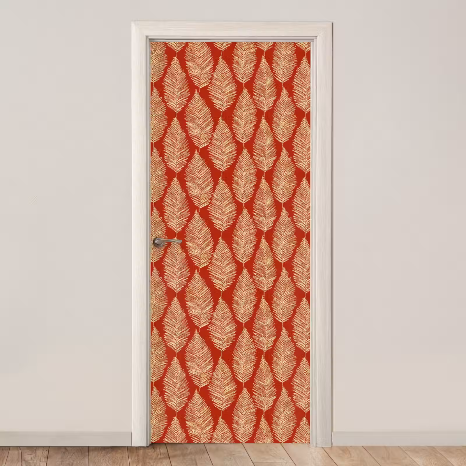 Deursticker - Rood - Botanisch - Varen - Patroon — 1