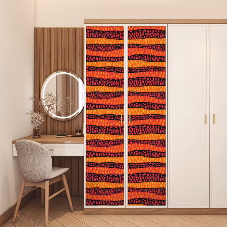 Deursticker - Oranje - Roze - Expressief - Patroon — 5