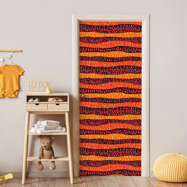 Deursticker - Oranje - Roze - Expressief - Patroon — 6