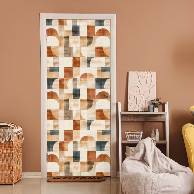 Deursticker - Terracotta - Geometrisch - Aquarel - Textuur — 2