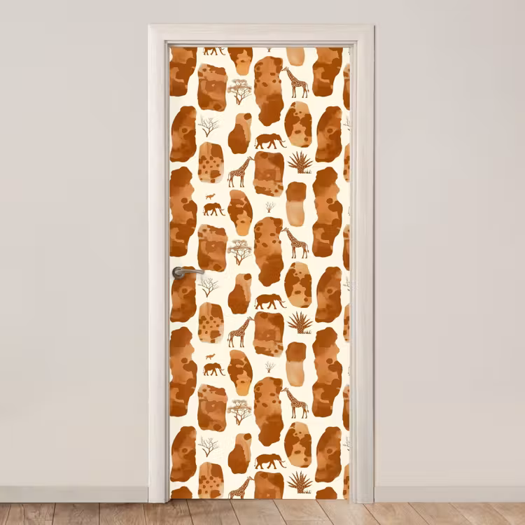 Deursticker - Terracotta - Safari - Dieren - Patroon — 1