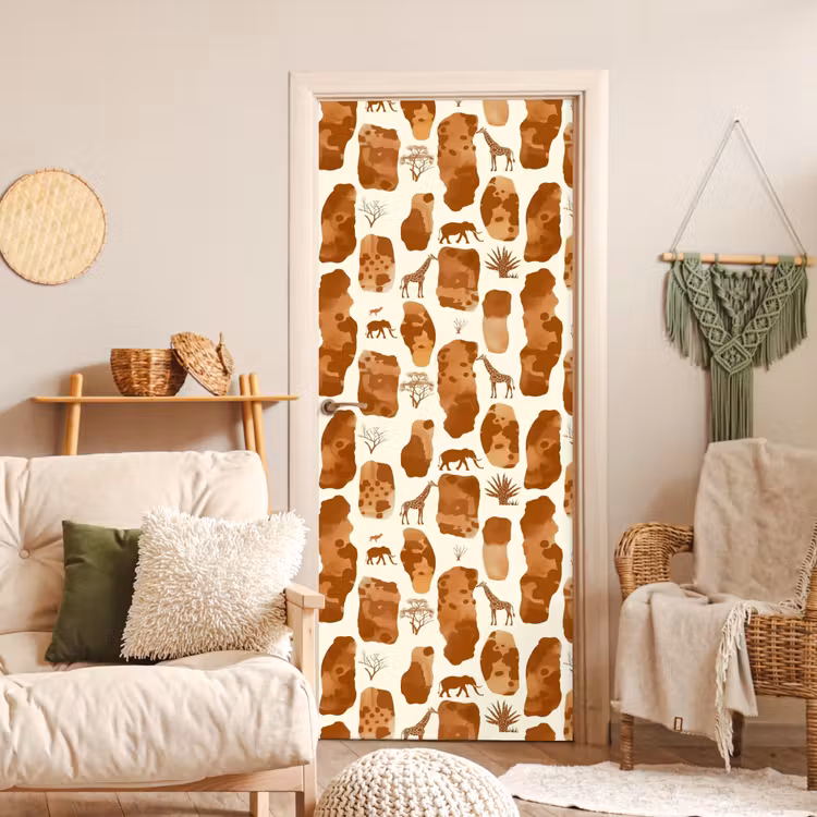 Deursticker - Terracotta - Safari - Dieren - Patroon — 4