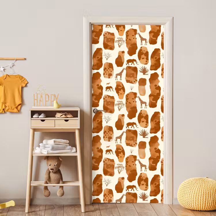 Deursticker - Terracotta - Safari - Dieren - Patroon — 6