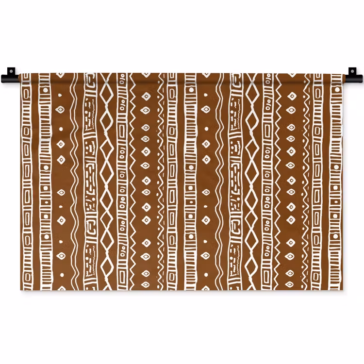 Wandkleed - Chocoladebruin - Etnisch - Tribaal - Patroon — 1