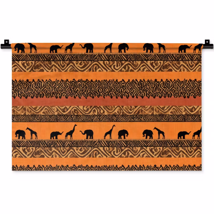 Wandkleed - Oranje - Safari - Afrikaans - Dieren - Patroon — 1