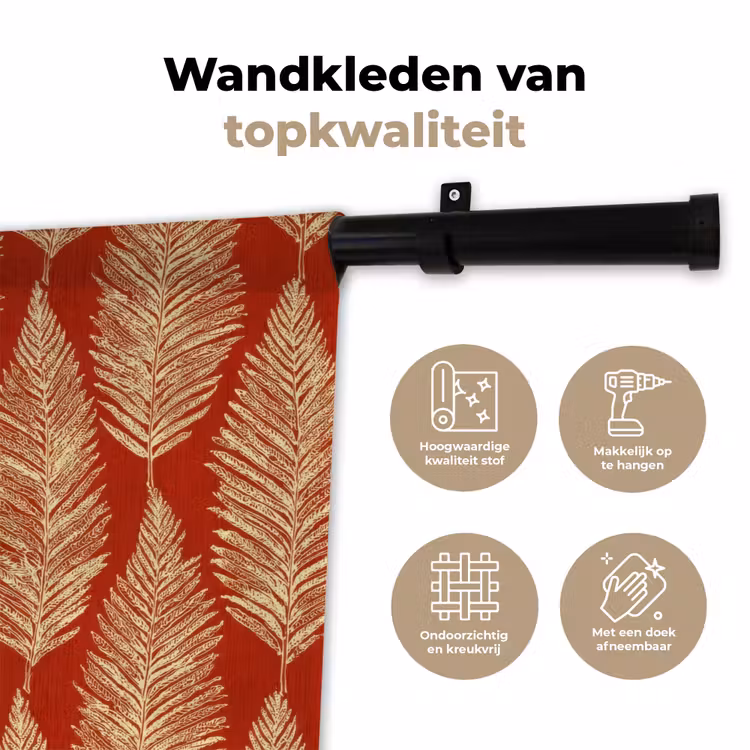 Wandkleed - Rood - Botanisch - Varen - Patroon — 3