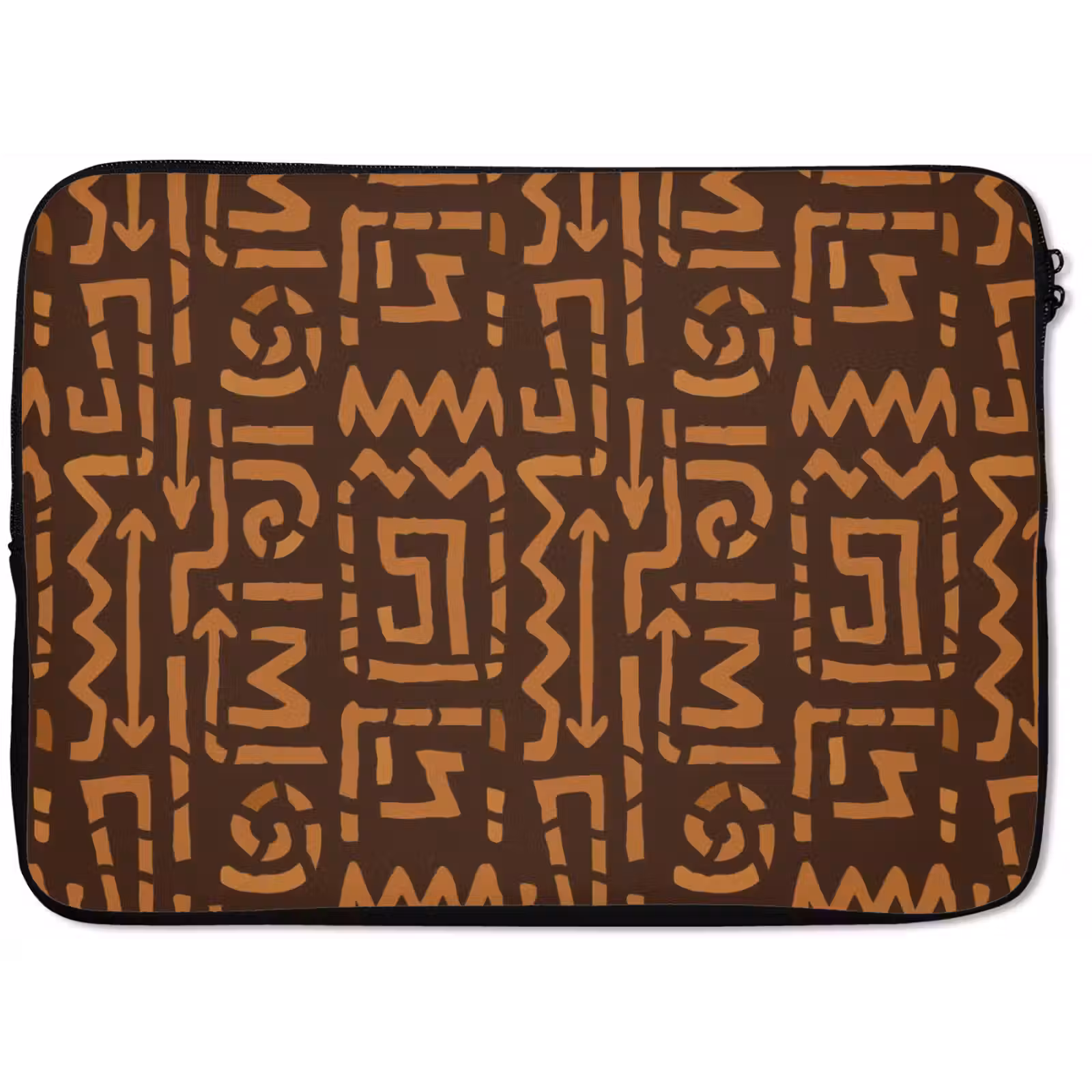 Laptophoes Chocoladebruin - Etnisch - Tribaal - Symbolen — 1
