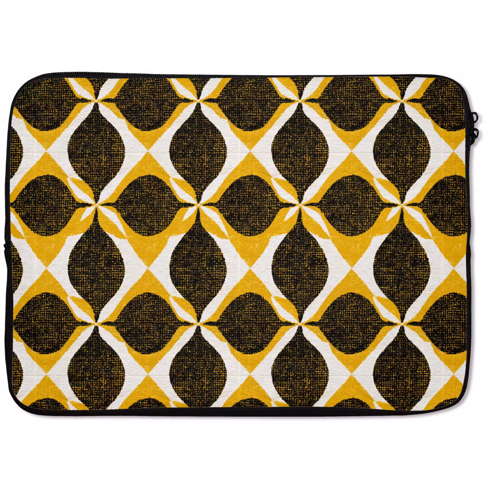 Laptophoes Geel - Zwart - Geometrisch - Retro - Textuur — 1