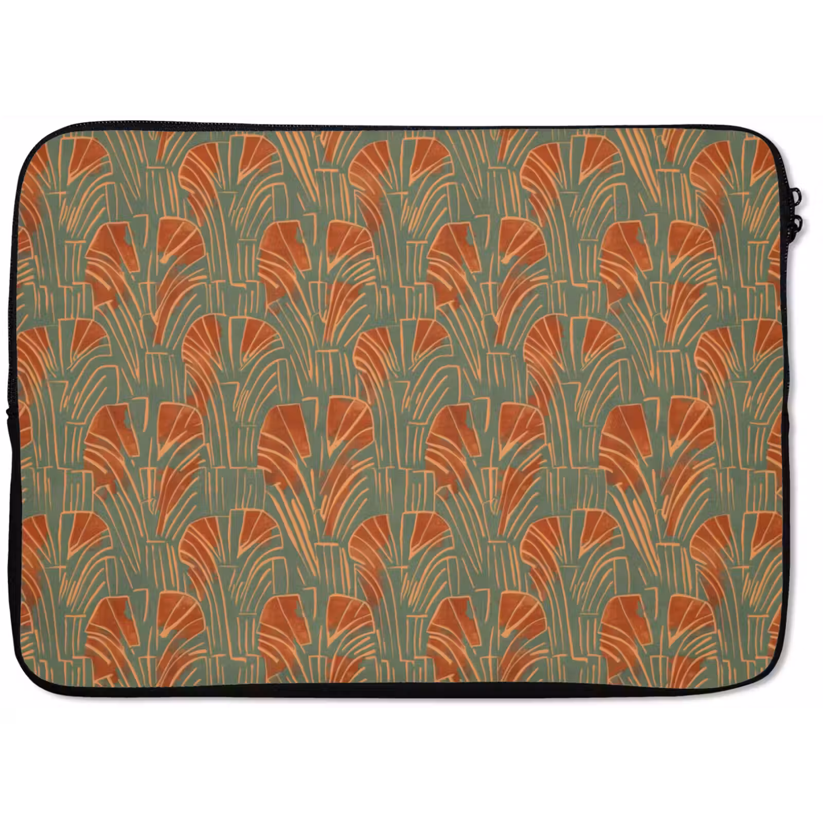 Laptophoes Groen - Terracotta - Deco - Waaiers — 1