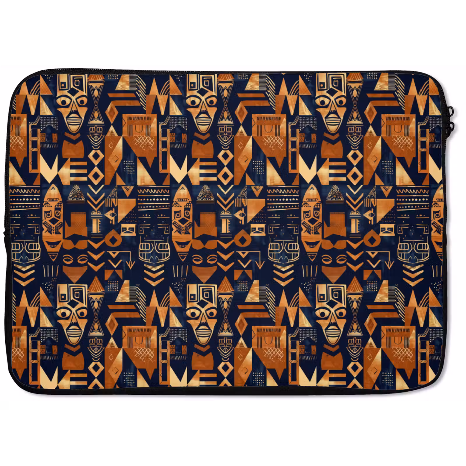 Laptophoes Nachtblauw - Koper - Tribaal - Maskers — 1