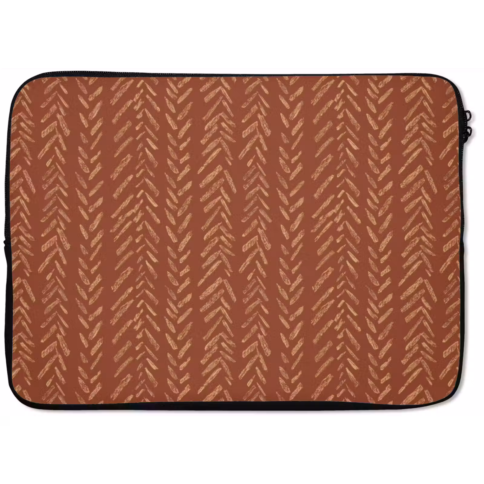 Laptophoes Terracotta - Visgraat - Ambachtelijk - Patroon — 1