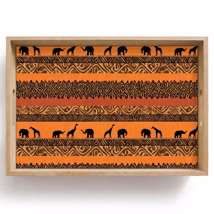 Dienblad - Oranje - Safari - Afrikaans - Dieren - Patroon — 1