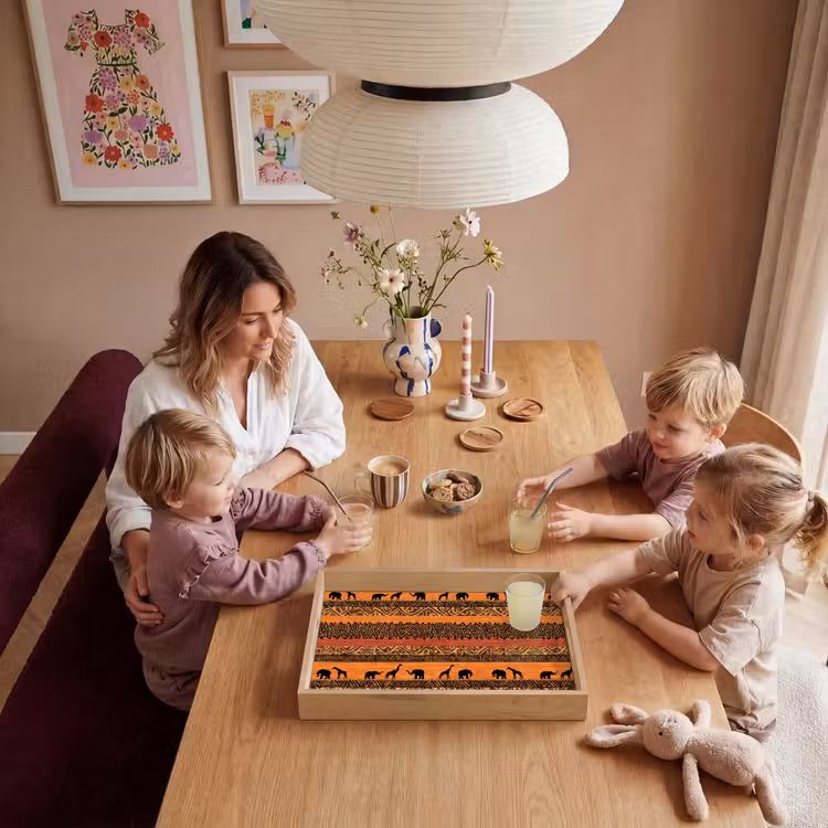 Dienblad - Oranje - Safari - Afrikaans - Dieren - Patroon — 7