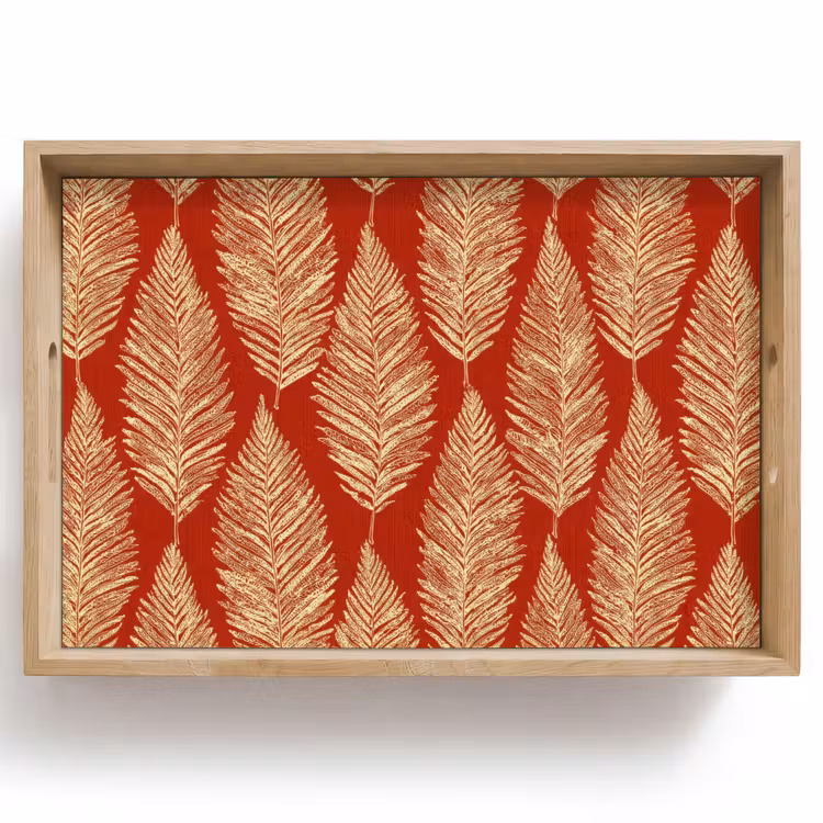 Dienblad - Rood - Botanisch - Varen - Patroon — 1