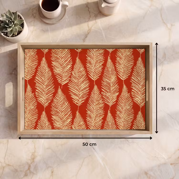 Dienblad - Rood - Botanisch - Varen - Patroon — 9