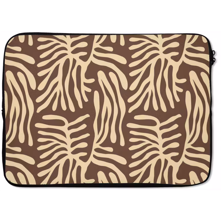 Laptophoes Bruin - Koraal - Expressief - Patroon — 1