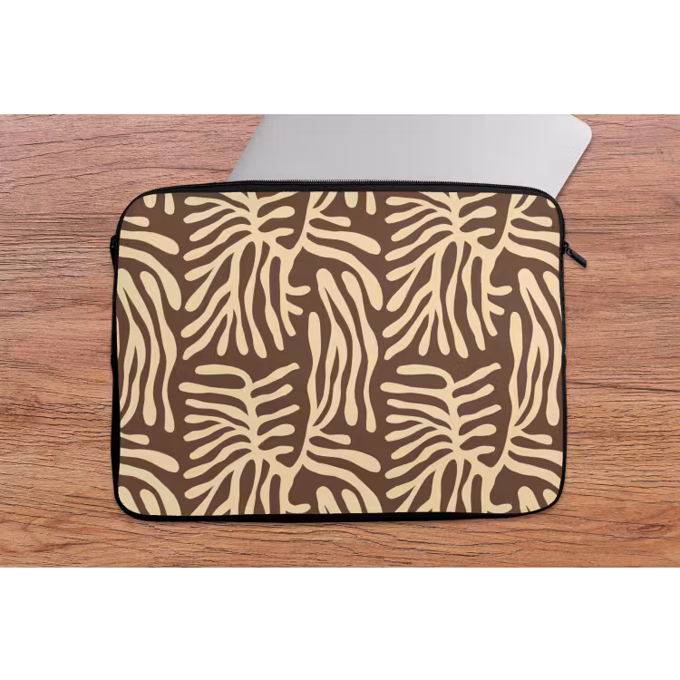 Laptophoes Bruin - Koraal - Expressief - Patroon — 2