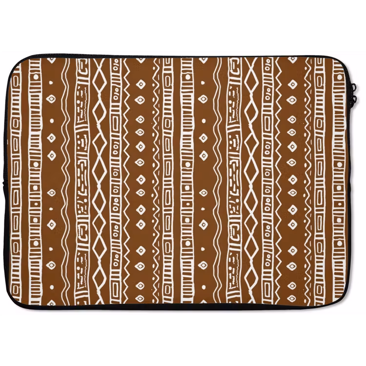 Laptophoes Chocoladebruin - Etnisch - Tribaal - Patroon — 1