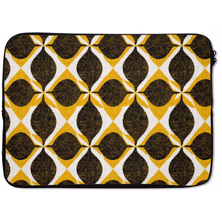 Laptophoes Geel - Zwart - Geometrisch - Retro - Textuur — 1