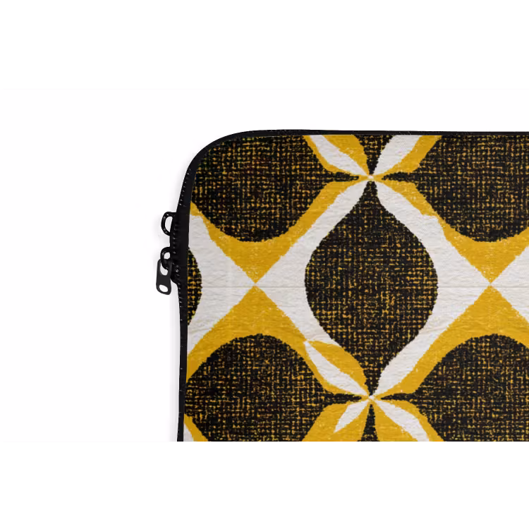 Laptophoes Geel - Zwart - Geometrisch - Retro - Textuur — 5
