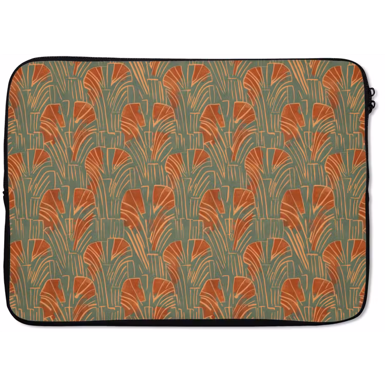 Laptophoes Groen - Terracotta - Deco - Waaiers — 1