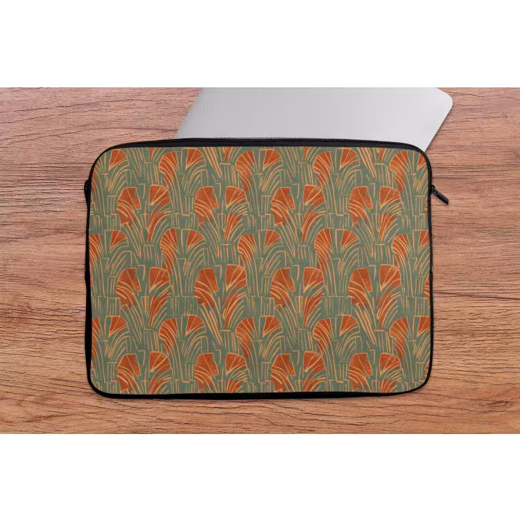 Laptophoes Groen - Terracotta - Deco - Waaiers — 2