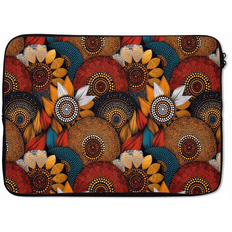 Laptophoes Kleurrijk - Aboriginal - Dot Painting - Botanisch - Patroon — 1