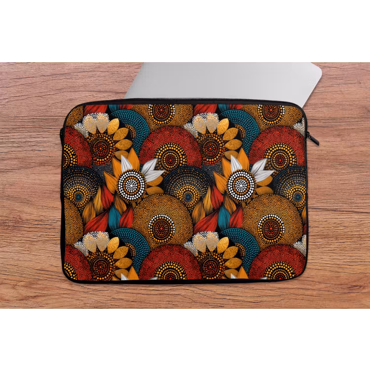 Laptophoes Kleurrijk - Aboriginal - Dot Painting - Botanisch - Patroon — 2