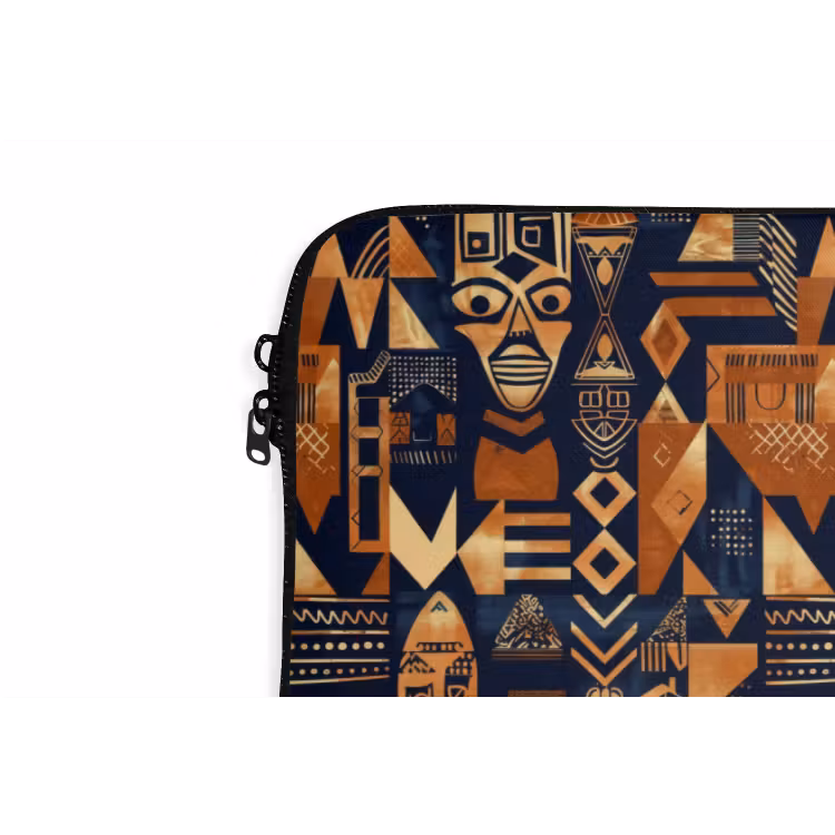 Laptophoes Nachtblauw - Koper - Tribaal - Maskers — 5