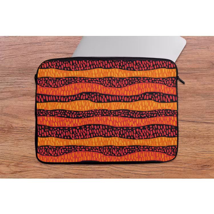 Laptophoes Oranje - Roze - Expressief - Patroon — 2
