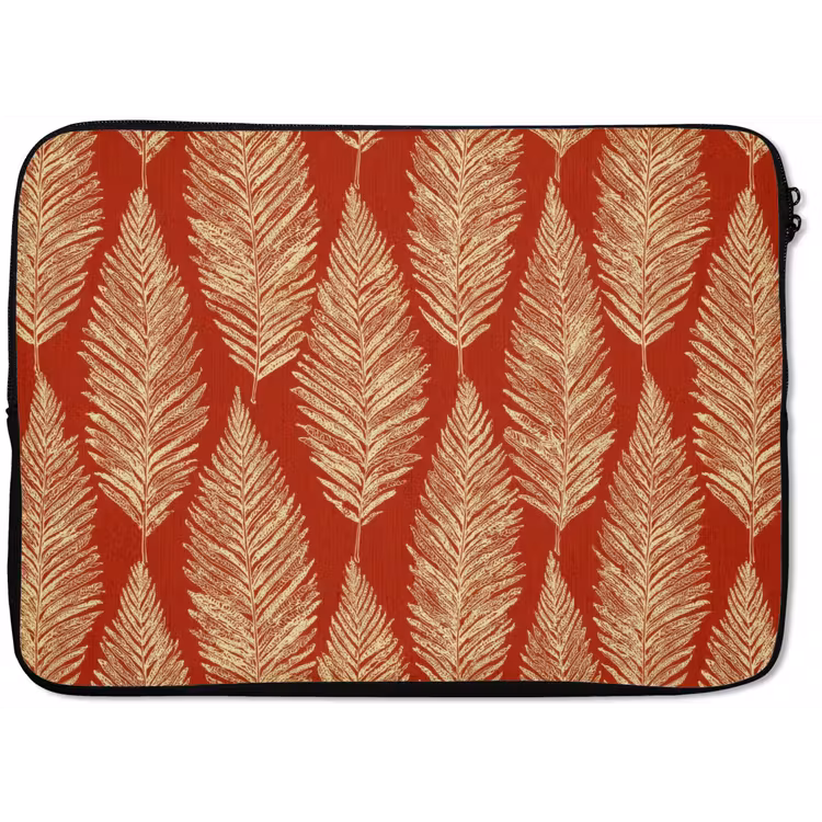 Laptophoes Rood - Botanisch - Varen - Patroon — 1