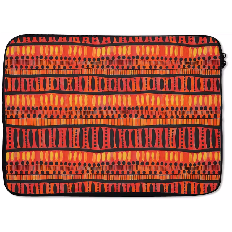 Laptophoes Rood - Oranje - Etnisch - Expressief - Patroon — 1