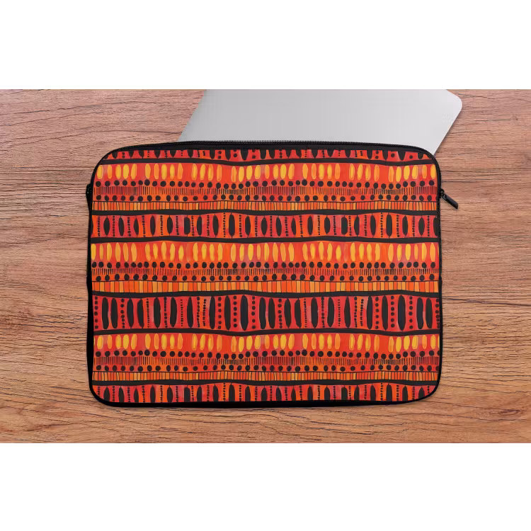 Laptophoes Rood - Oranje - Etnisch - Expressief - Patroon — 2