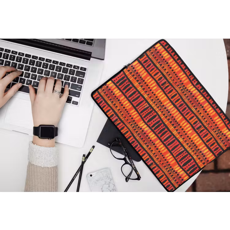 Laptophoes Rood - Oranje - Etnisch - Expressief - Patroon — 3