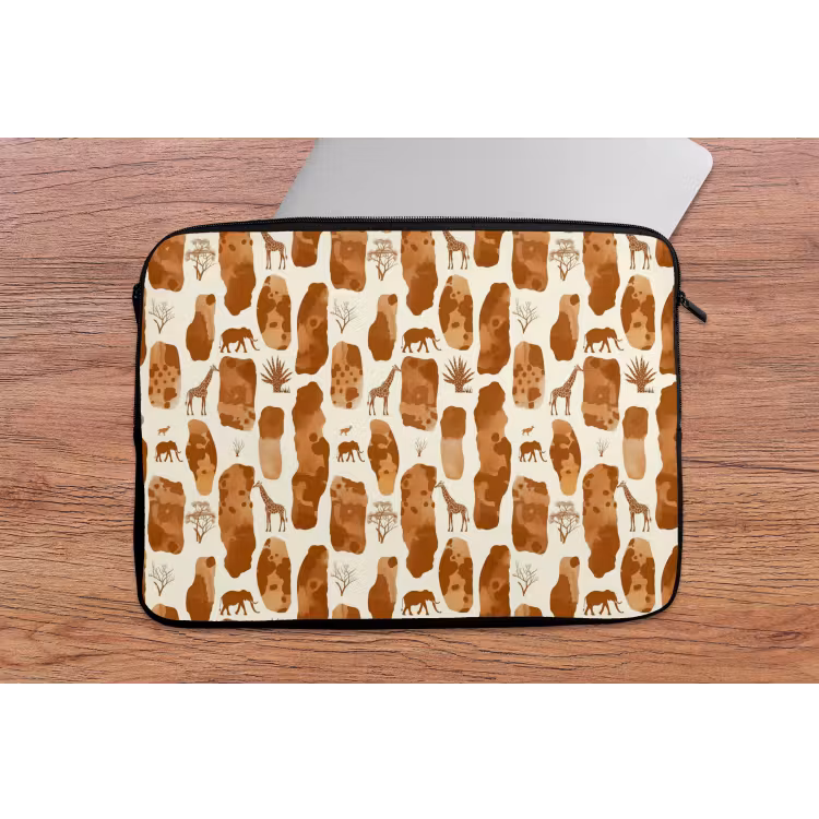 Laptophoes Terracotta - Safari - Dieren - Patroon — 2