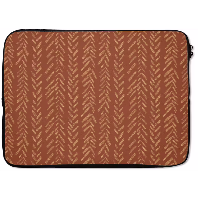Laptophoes Terracotta - Visgraat - Ambachtelijk - Patroon — 1