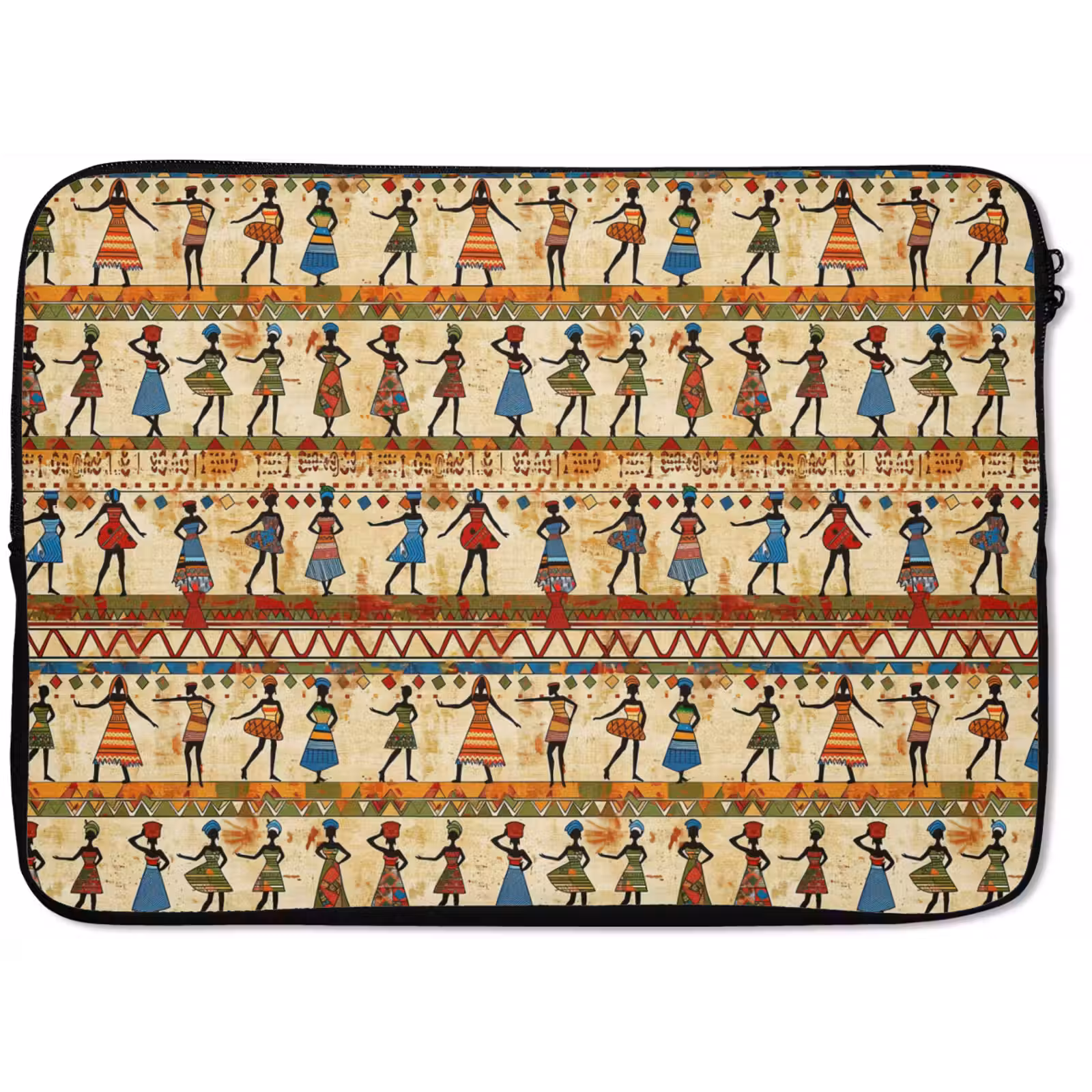 Laptophoes Kleurrijk - Afrikaans - Etnisch - Dansende Vrouwen - Patroon — 1