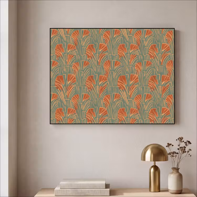 Art frame - Groen - Terracotta - Deco - Waaiers — 5