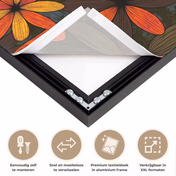 Art frame - Oranje - Retro - Bloemen - Herfst — 4