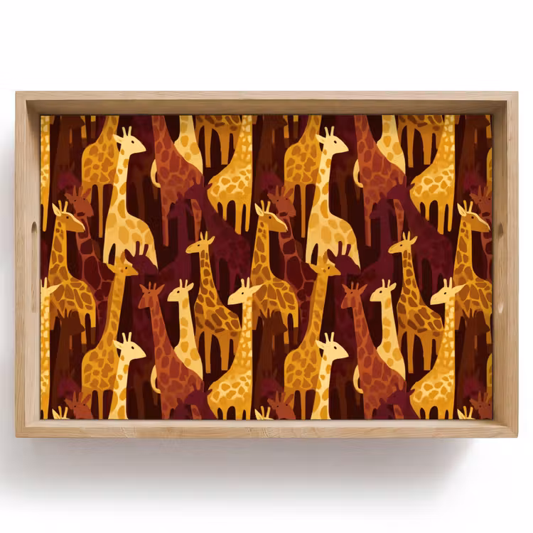 Dienblad - Bruin - Giraffen - Safari - Patroon — 1