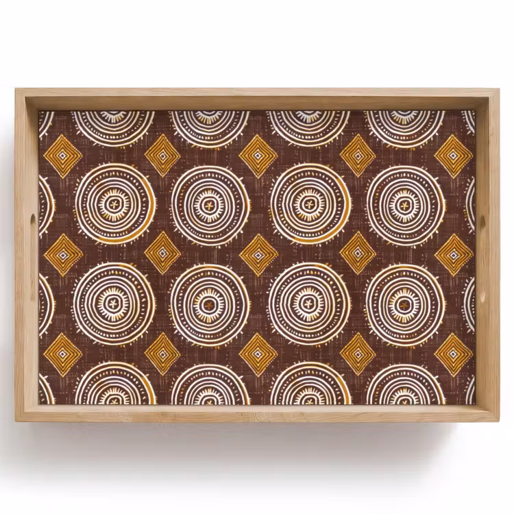 Dienblad - Chocoladebruin - Etnisch - Tribaal - Cirkels - Patroon — 1