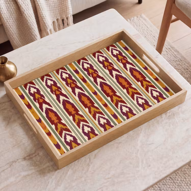 Dienblad - Ikat - Bordeauxrood - Etnisch - Patroon — 2