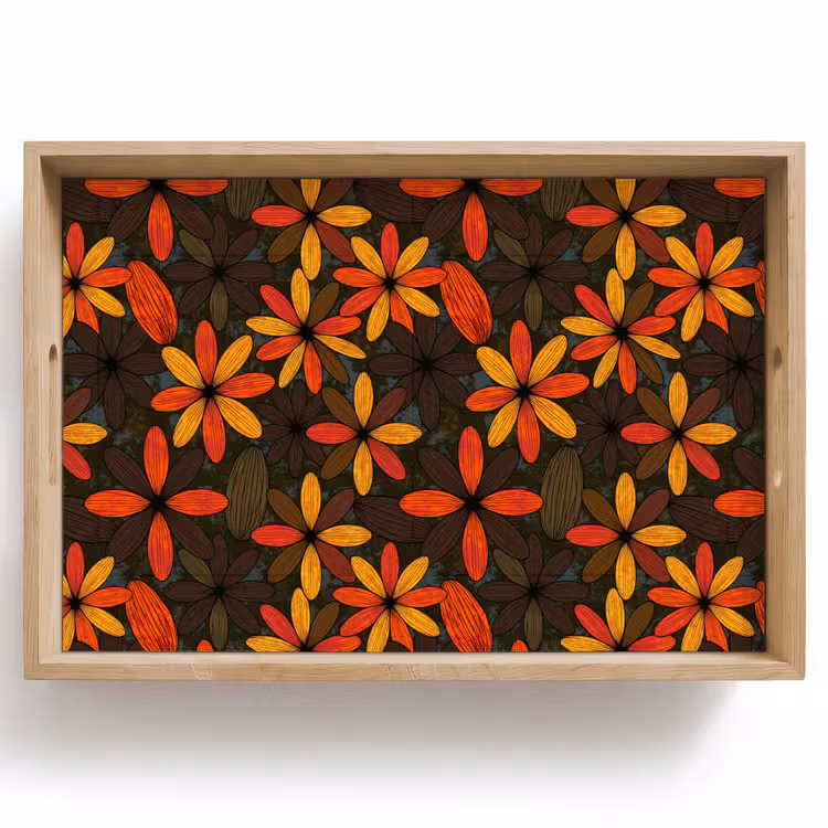 Dienblad - Oranje - Retro - Bloemen - Herfst — 1